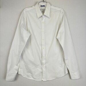 Teddy Stratford White Dress Shirt Zip Front Hidden Placket Men M